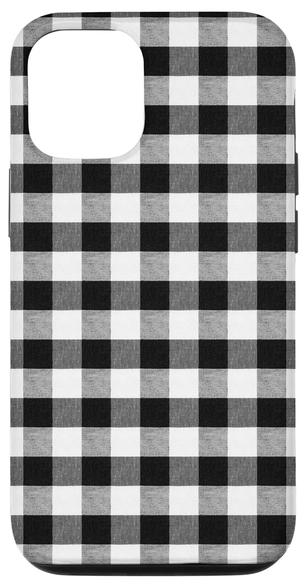 iPhone 12/12 Pro Case - Black, Grey & White Gingham Plaid Checkered Design | Slim Protective Cover for Everyday Use, Work & Travel