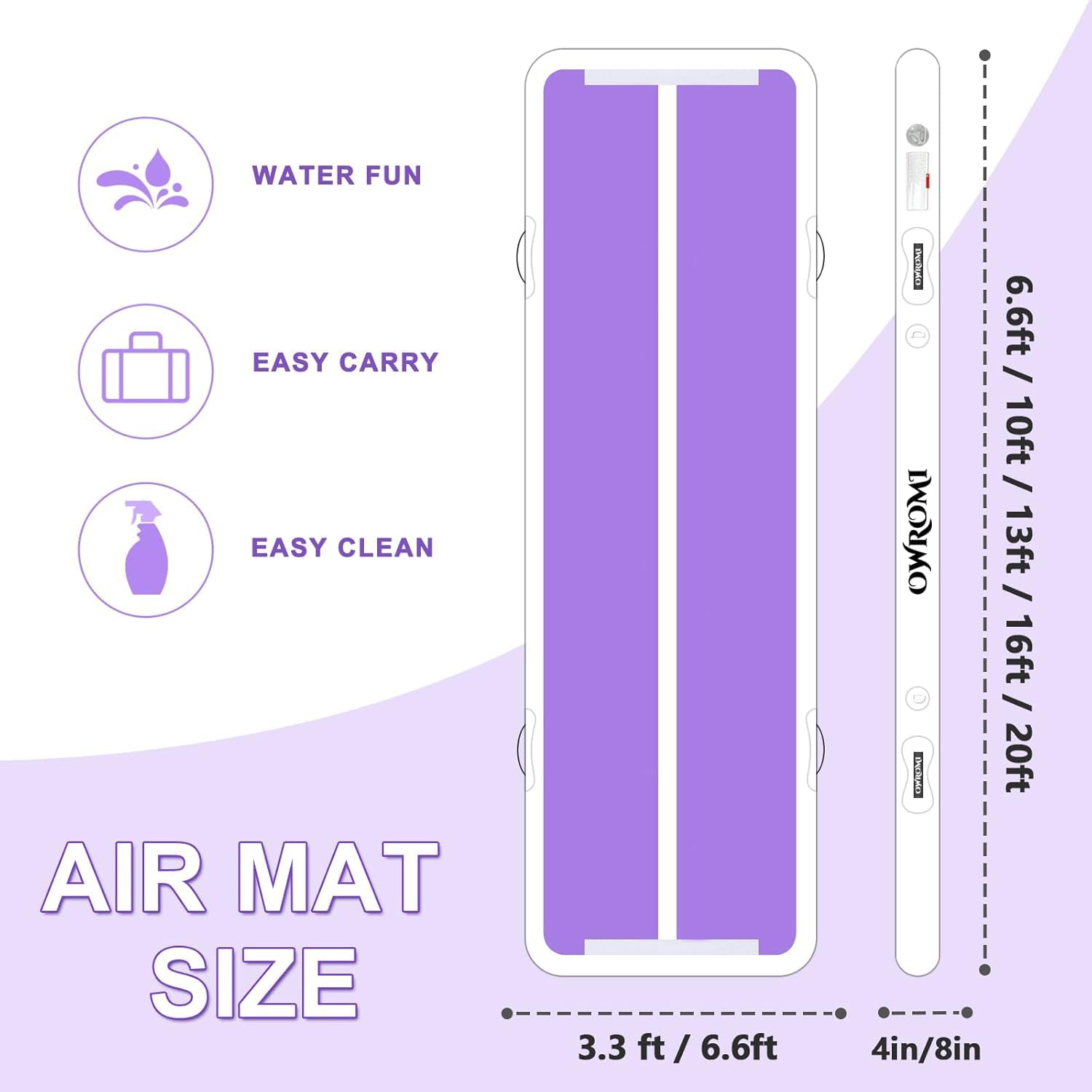 **Inflatable Air Gymnastics Mats for Kids - 10ft/13ft/16ft/20ft Tumble Track Training Mat with Electric Pump - 4/8 Inches Thick for Tumbling, Cheerleading & Home Gym Use**    *(Perfect for Indoor/Outdoor Gymnastics, Backyard Play, and Safe Tumbling Practice!)*