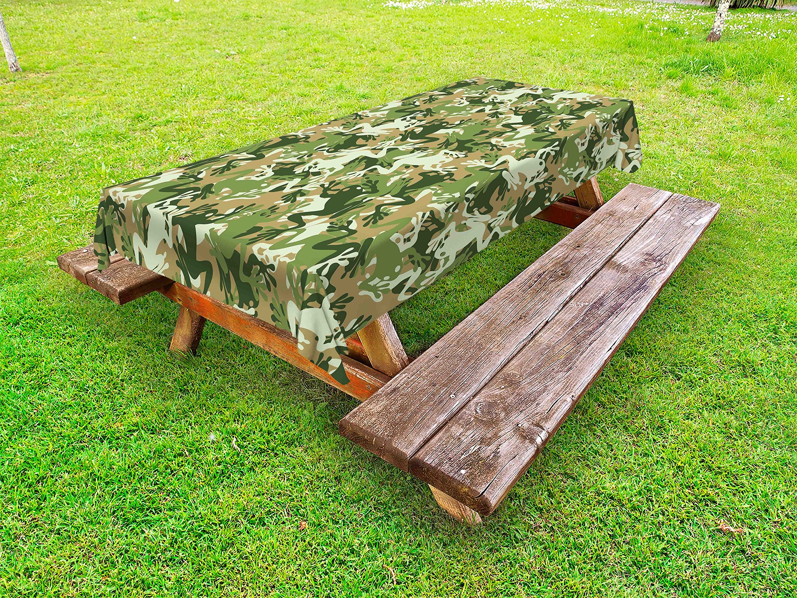 Ambesonne Skull Camouflage Frog Pattern Outdoor Tablecloth - 58