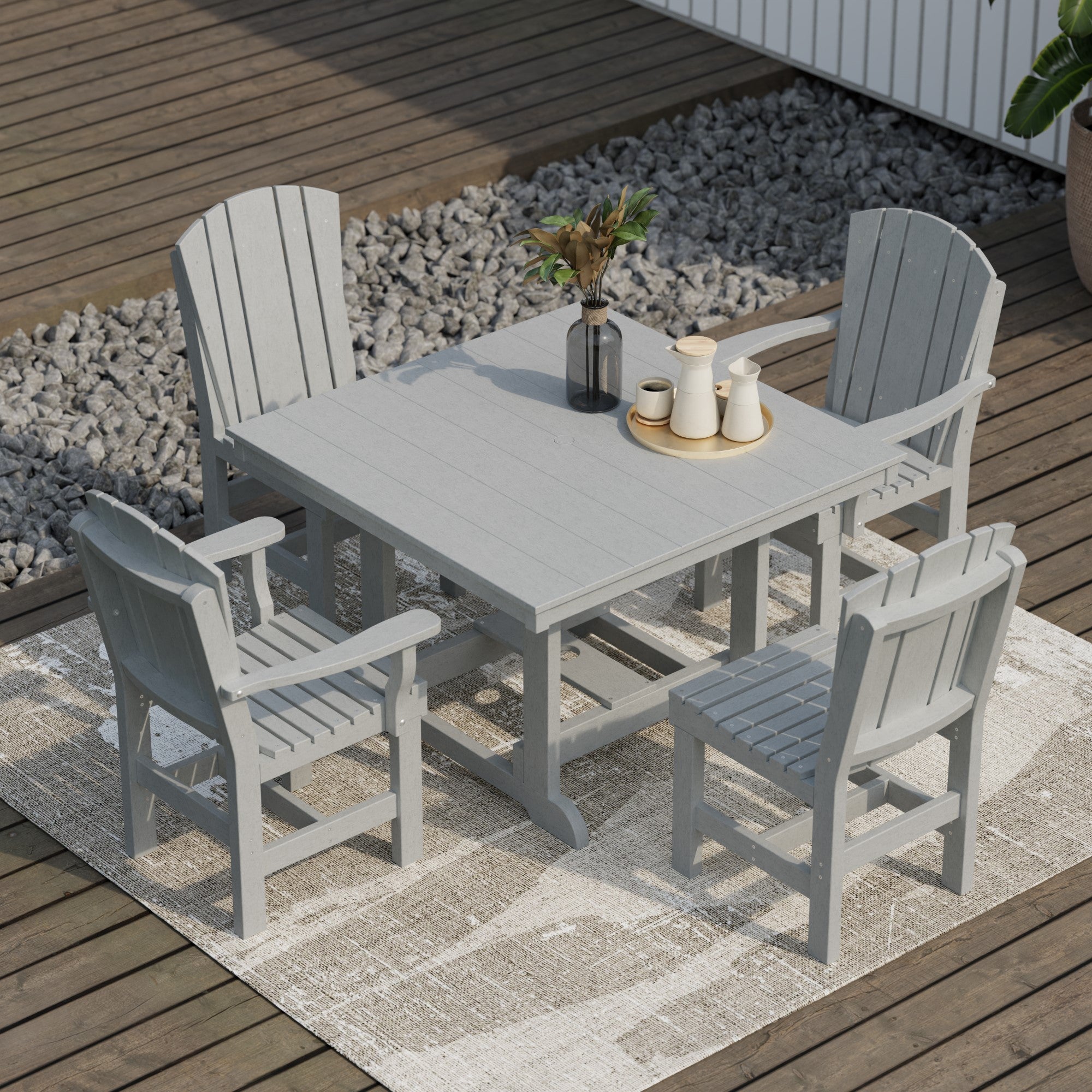 Heritage 5-Piece 44x44 Inch Square Outdoor Dining Set with Cushions - Perfect for Patio, Garden, and Backyard Entertaining