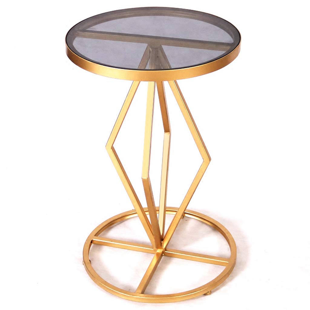 European Golden Iron Coffee Table with Tempered Glass - Living Room & Bedroom Decor