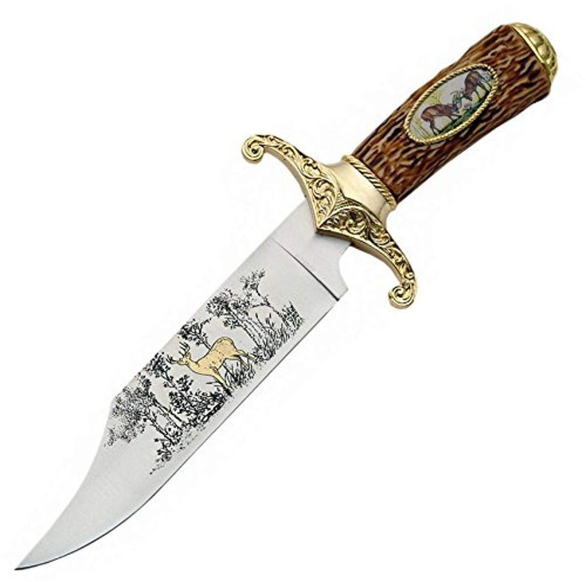Szco Supplies Twin Deer Bowie Knife - High-Quality Hunting & Outdoor Survival Knife - Perfect for Camping, Hunting, and Bushcraft Adventures