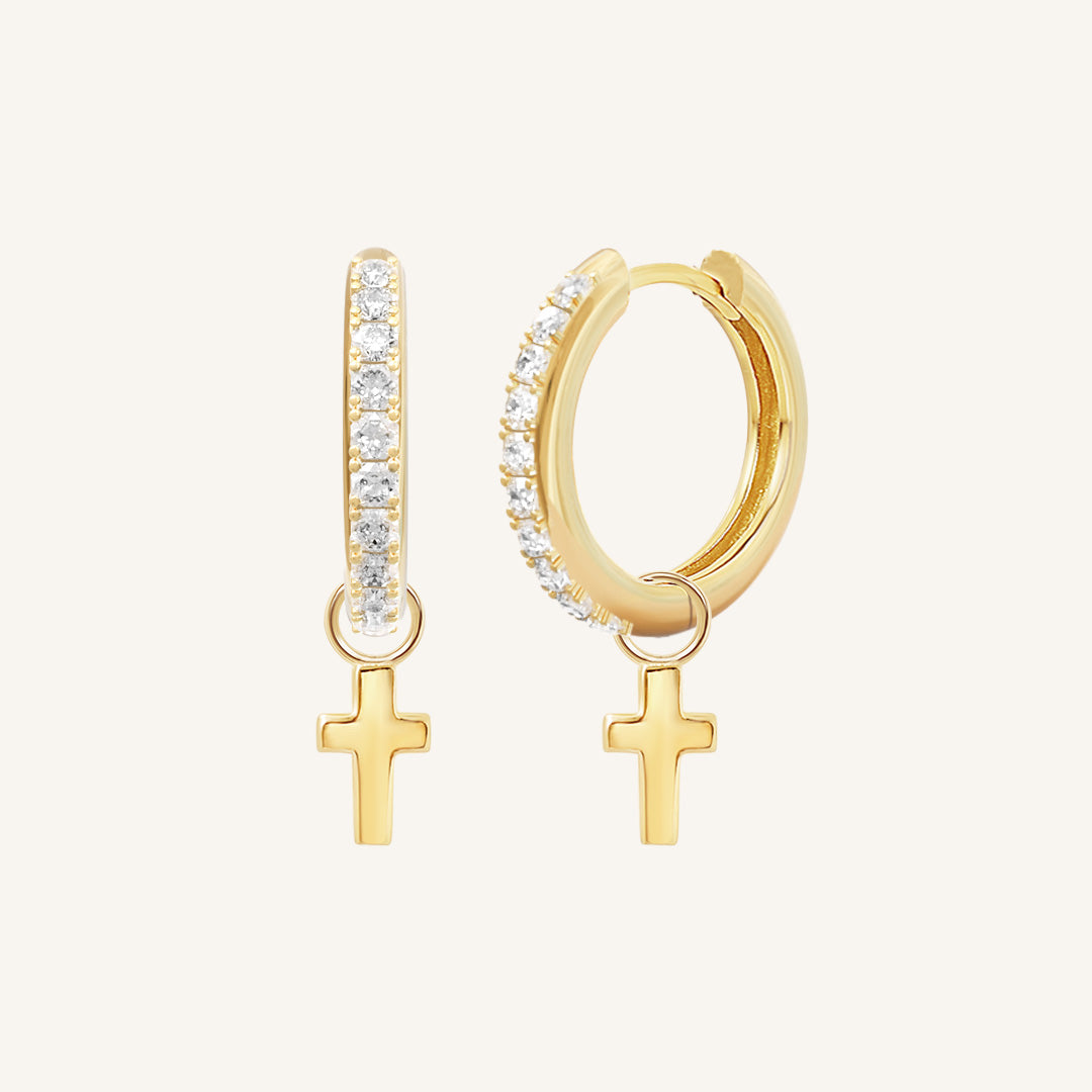 Sparkling Cross Crystal Hoop Earrings for Women - Elegant & Stylish Jewelry Gift for Christmas, Party, Wedding & Everyday Wear