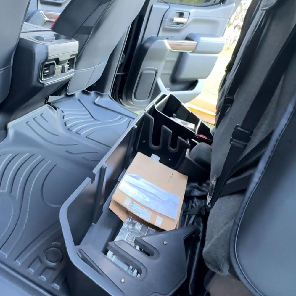 AUTOSAVER88 All-Weather Floor Mats for 2019-2025 Chevy Silverado 1500 & GMC Sierra 1500 | Heavy Duty Car Liners for 2020-2025 Chevrolet Silverado/GMC Sierra 2500HD/3500HD Crew Cab | Black Rubber Floor Protection with Factory Carpeted Storage | Perfect for Off-Roading, Work Trucks & Daily Commutes