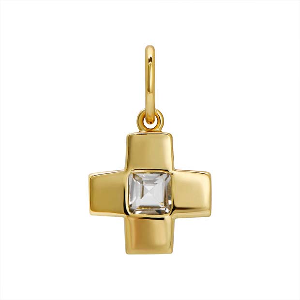 Goldbug Collection White Topaz Cross Charm Pendant - Elegant Jewelry for Women, Perfect for Gifts, Weddings & Everyday Wear