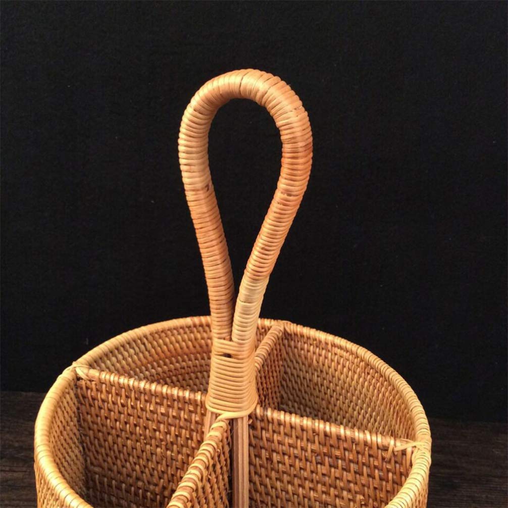 TOPBATHY Rattan Woven Storage Basket - Organizer for Remote Controls, Office Supplies & Bathroom Sundries | Stylish Home Decor for Bedroom, Living Room & Bathroom Organization
