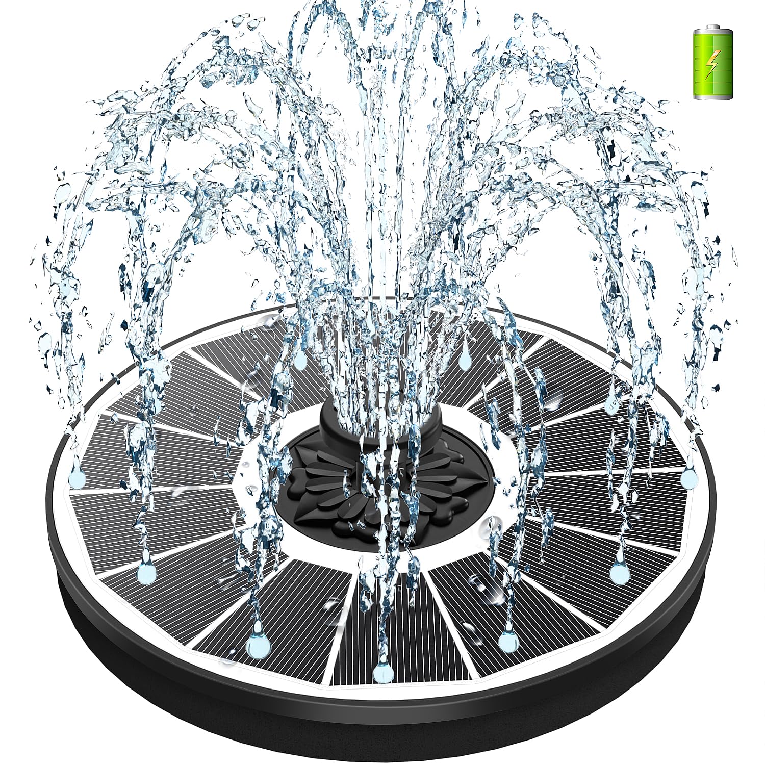 Solar Powered Water Fountain Pump - 3.5W Glass Panel with 2000mAh Battery, 4 Fixed Pipes & 7 Nozzles - White Solar Panel for Garden Decor, Bird Bath, Swimming Pool, Pond & Outdoor Water Feature