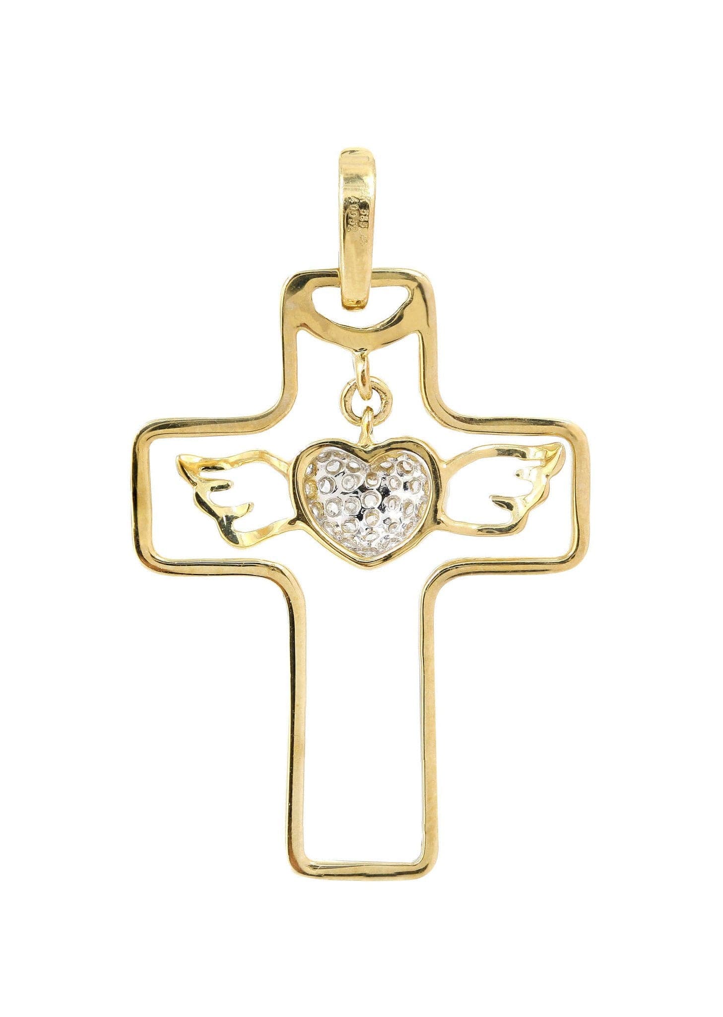 0.24 Carat Diamond Cross Pendant Necklace - 2.13 Grams 14K Gold Religious Jewelry for Women, Gift for Baptism, First Communion & Confirmation