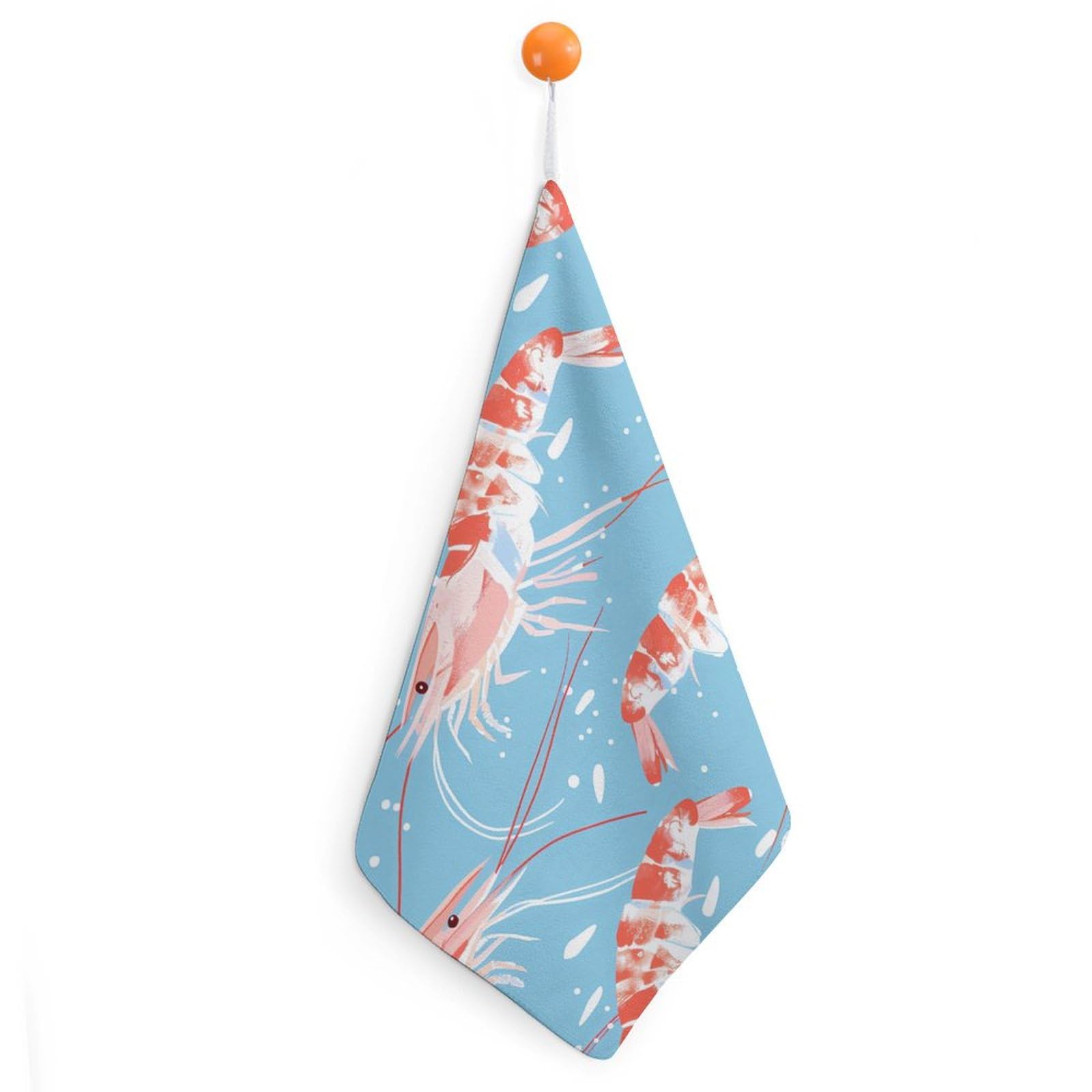 Premium Sweet Shrimp Square Hand Towels - Quick Dry Bathroom & Kitchen Towel with Hanging Loop - Soft Face Towel for Washing (1PC) - Perfect for Guest Bathrooms, Spa Days & Kitchen Use