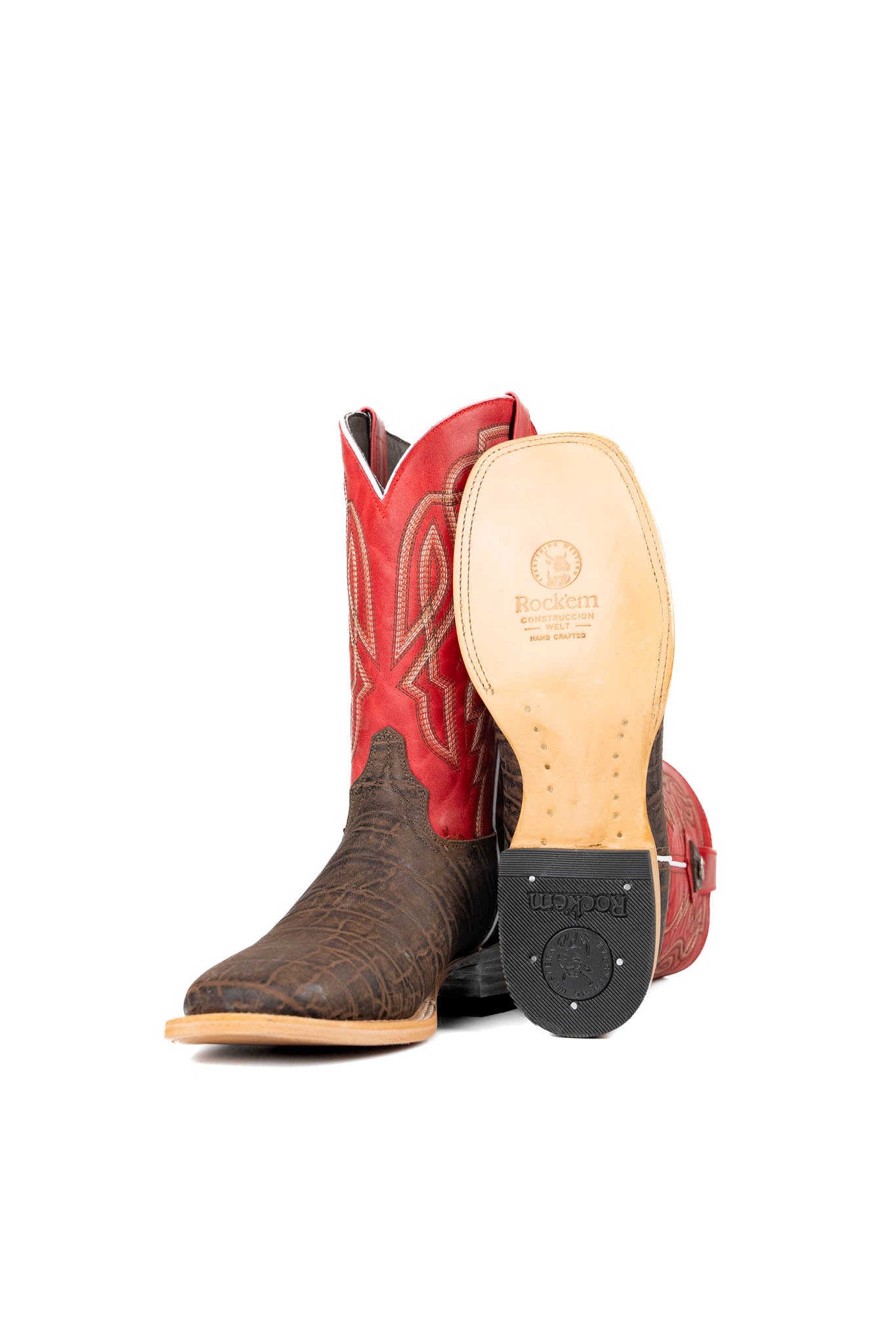 Renegade Square Toe Cowboy Boots for Men - Genuine Leather Western Riding Boots with Elephant Print - Perfect for Rodeo, Country Music Festivals & Outdoor Adventures