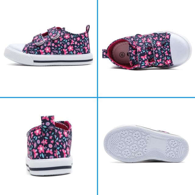 **Toddler Girls Canvas Sneakers - Cute Cartoon Hook & Loop Shoes for Kids - Perfect for Playtime, School & Everyday Wear**