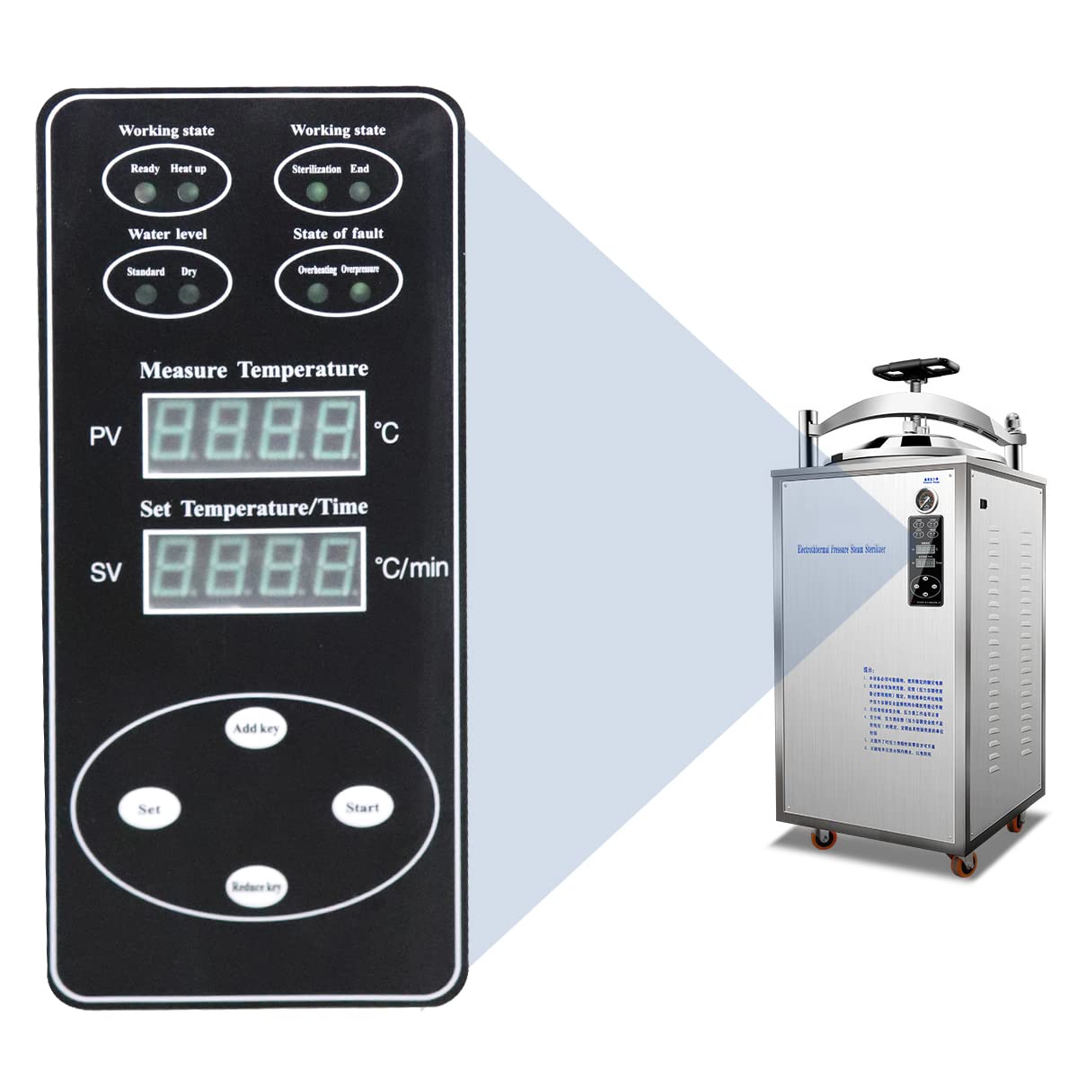 50L Stainless Steel High-Temperature Vertical Pressure Steam Sterilizer - Electrothermal Autoclave for Medical, Dental, Laboratory & Tattoo Equipment Sterilization | Commercial & Home Use