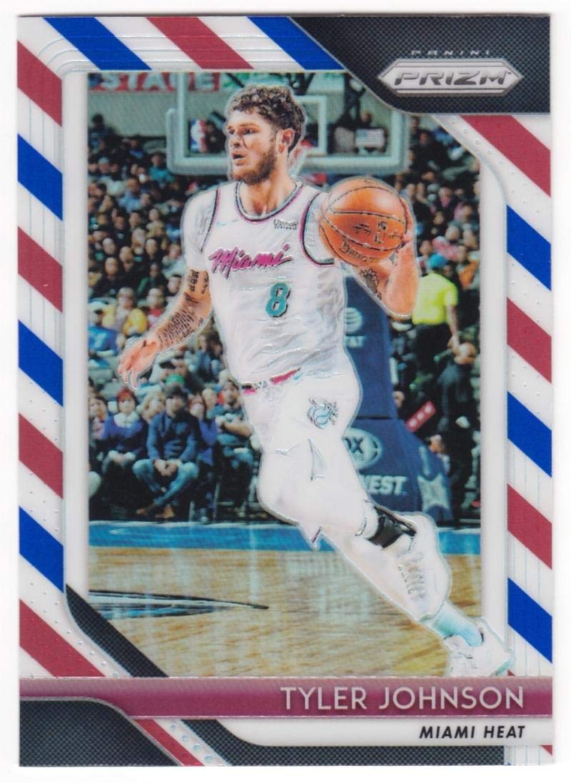2018-19 Panini Prizm Red White Blue Starburst Refractor #216 Tyler Johnson Miami Heat NBA Basketball Trading Card - Perfect for Collectors, Sports Memorabilia Fans & Investment