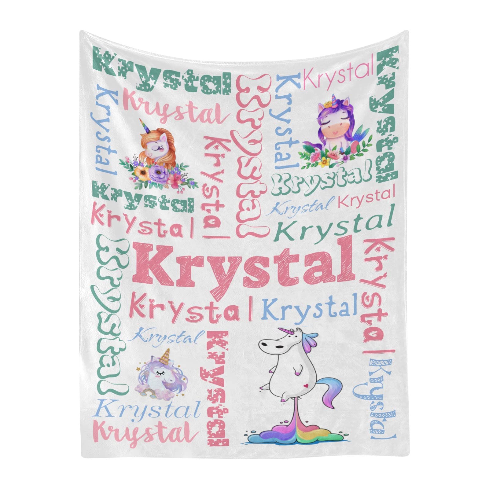 Custom Personalized Unicorn Fleece Blanket with Name - Super Soft 60x80 Inch Plush Throw Blanket for Couch, Sofa & Bed - Perfect Gift for Kids, Teens & Nursery Decor