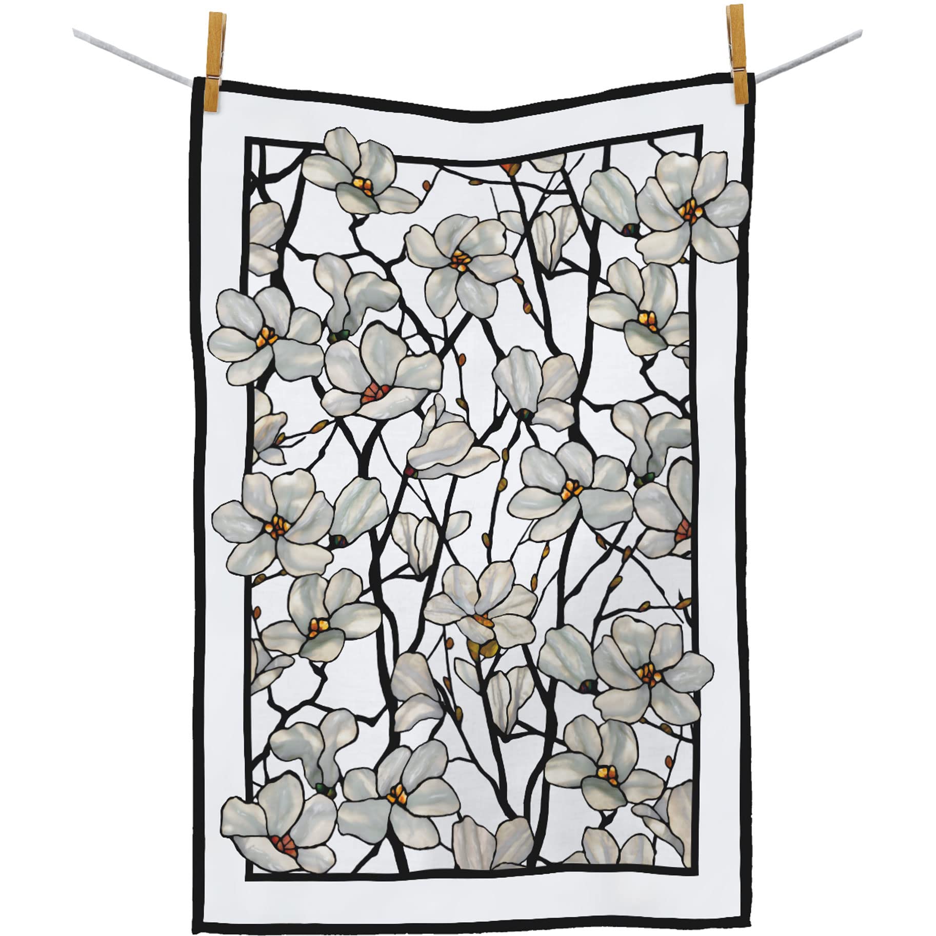 RainCaper Tiffany Magnolia Tea Towels - 18 x 28 Inches, 100% Cotton Super Soft & Absorbent Kitchen Dish Towels (1 Count) - Perfect for Drying Dishes, Decorating, and Gift Giving