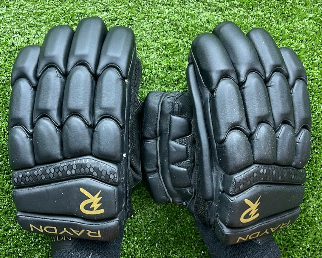 Raydn Players Pro Adult Cricket Gloves with Pittard Leather - Navy Blue & Black - Perfect for Professional Cricket Matches & Practice Sessions