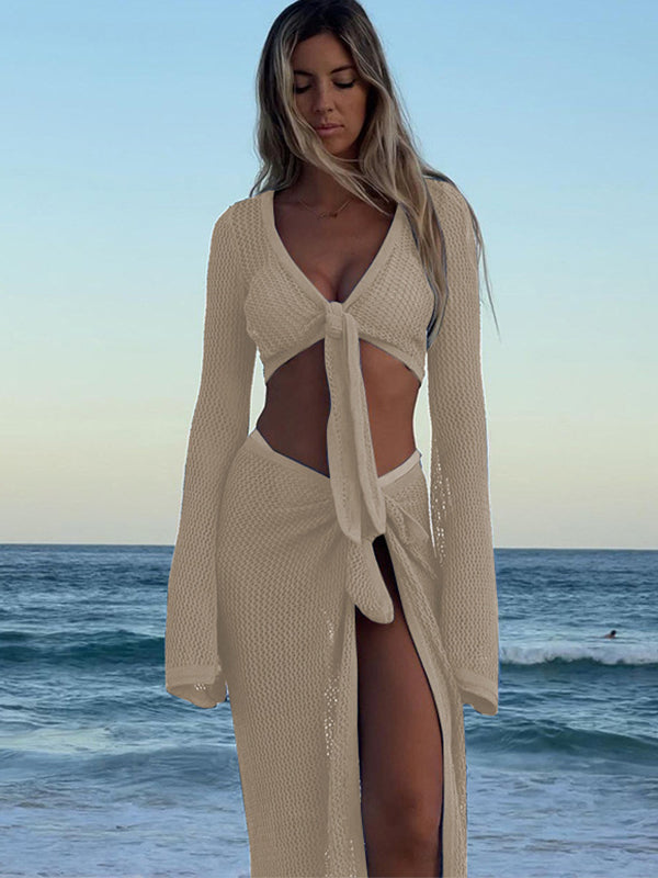 ZASUWA Women's Sexy Fishnet 2-Piece Bikini Cover Up Dress - Beachwear, Pool Party, Summer Vacation Outfit