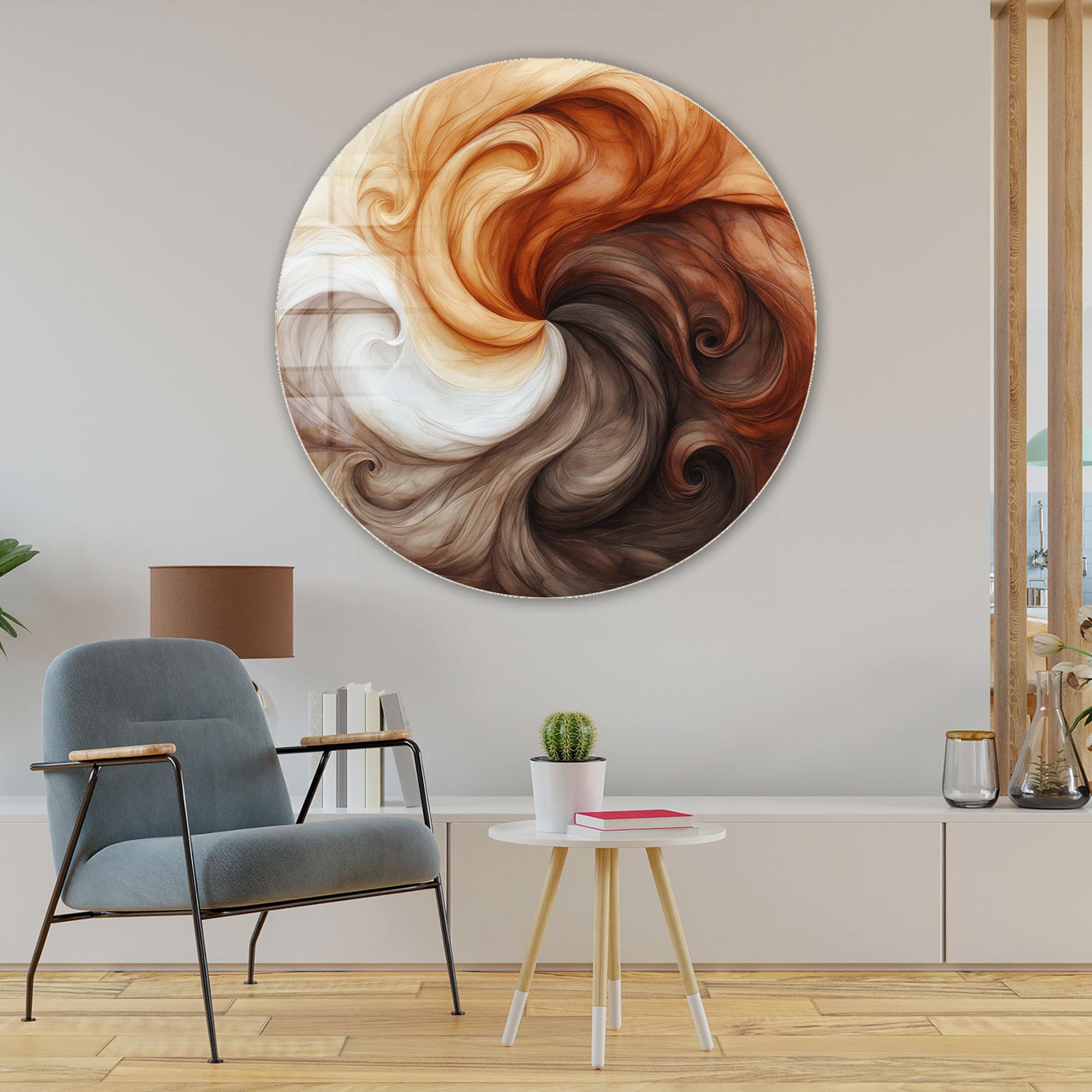 Tail Harmony Rounded Glass Wall Art - Elegant Home Decor for Living Room, Bedroom & Office - Perfect for Modern & Contemporary Interior Design