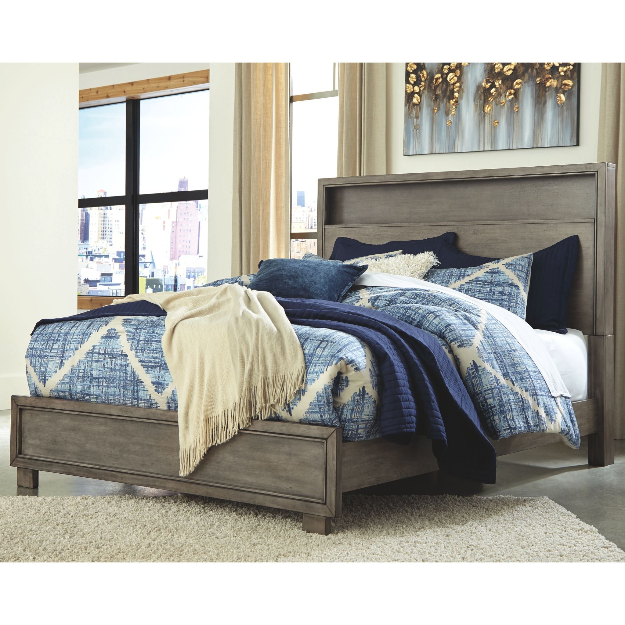 Ashley Arnett 3-Piece Queen Bed Set - Modern Bedroom Furniture with Headboard, Footboard & Rails | Perfect for Master Bedroom, Guest Room & Apartment Decor