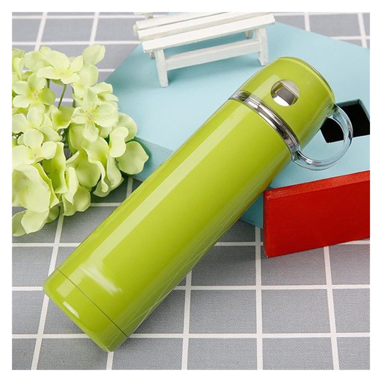TWDYC 500ML Stainless Steel Vacuum Insulated Thermos with 2 Cups - Portable Travel Thermal Bottle for Kids & Adults - Leak Proof Hot Cold Water Flask for School, Camping, Hiking (Blue)