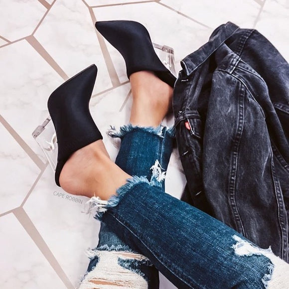 Black Lycra Wedge Heel Mules - Comfortable Slip-On Shoes for Women | Perfect for Casual Outings, Office Wear & Summer Fashion