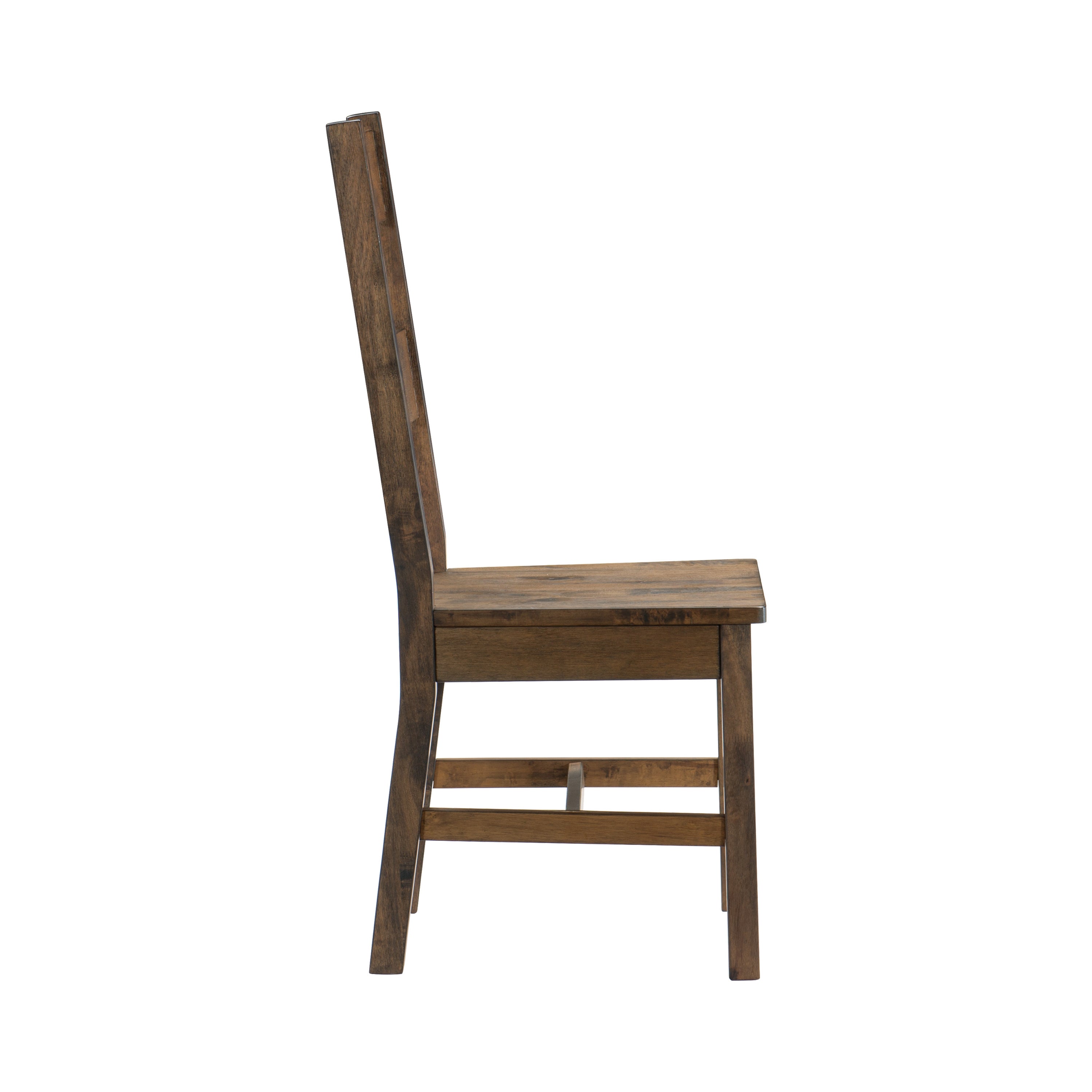 Solid Rubber Wood Dining Chairs Set of 2 - Classic Transitional Design with Burnished Brown Finish - Perfect for Kitchen, Dining Room & Small Space Furniture