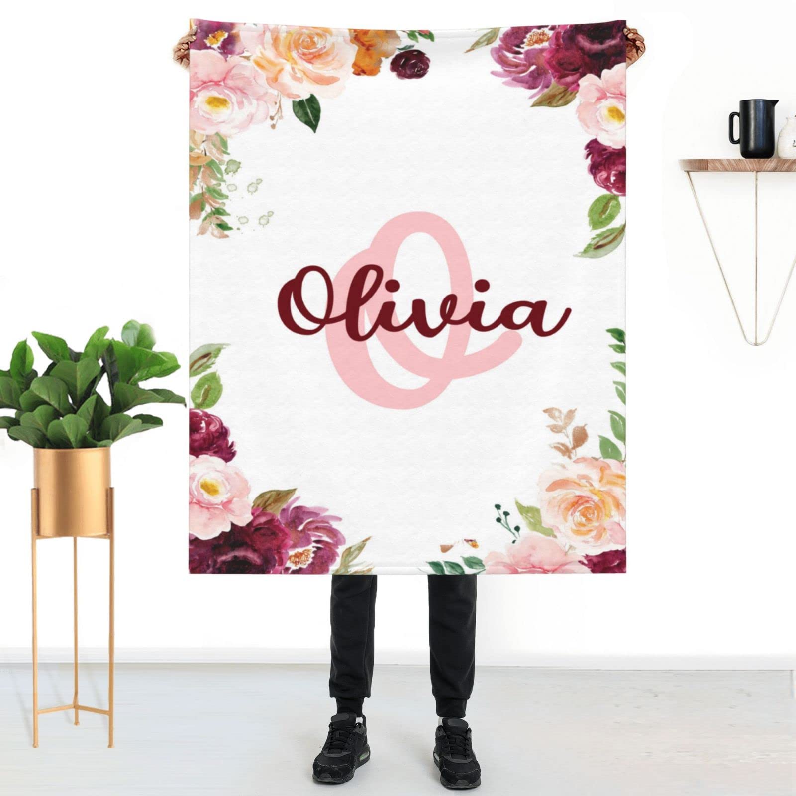 Personalized Baby Blankets for Girls with Name - Custom Sunflower Embroidered Baby Blanket - Unique Baby Girl Gift for Newborn, Christening & Birthday - Perfect for Nurseries, Photo Shoots & Special Occasions