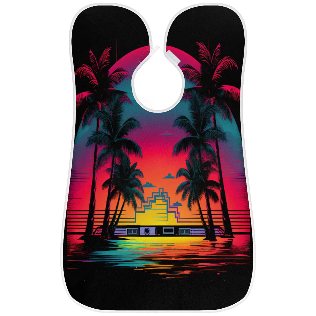 Palm Tree Beard Shaving Bib for Men - Waterproof Hair Dye Apron & Barber Cape for Haircut, Beard Trimming & Makeup - Sink Hair Catcher & Styling Tool for Home Salon & Grooming Gifts