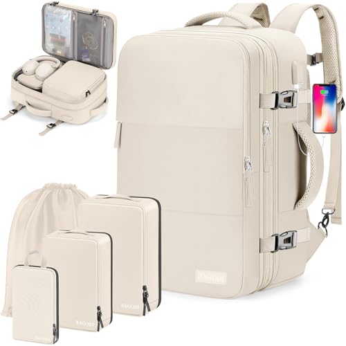 Beige (Backpack With 4 Packing Cubes)