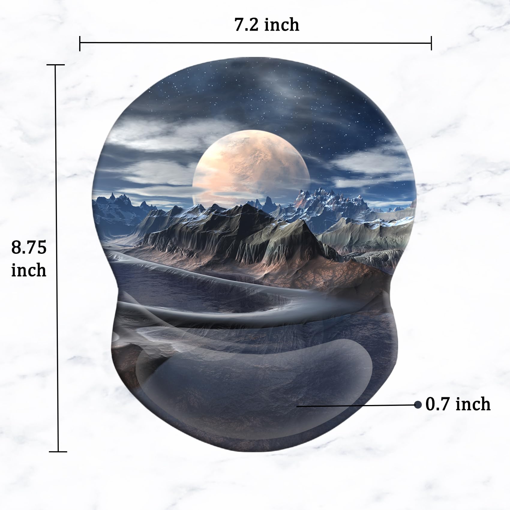 Ergonomic Mouse Pad with Wrist Support - Pain Relief Comfort for Office, Gaming & Study - Non-Slip PU Base Computer Mouse Pad (Aesthetic Moon Design) - Perfect for Home Office, PC Gaming & Long Work Sessions