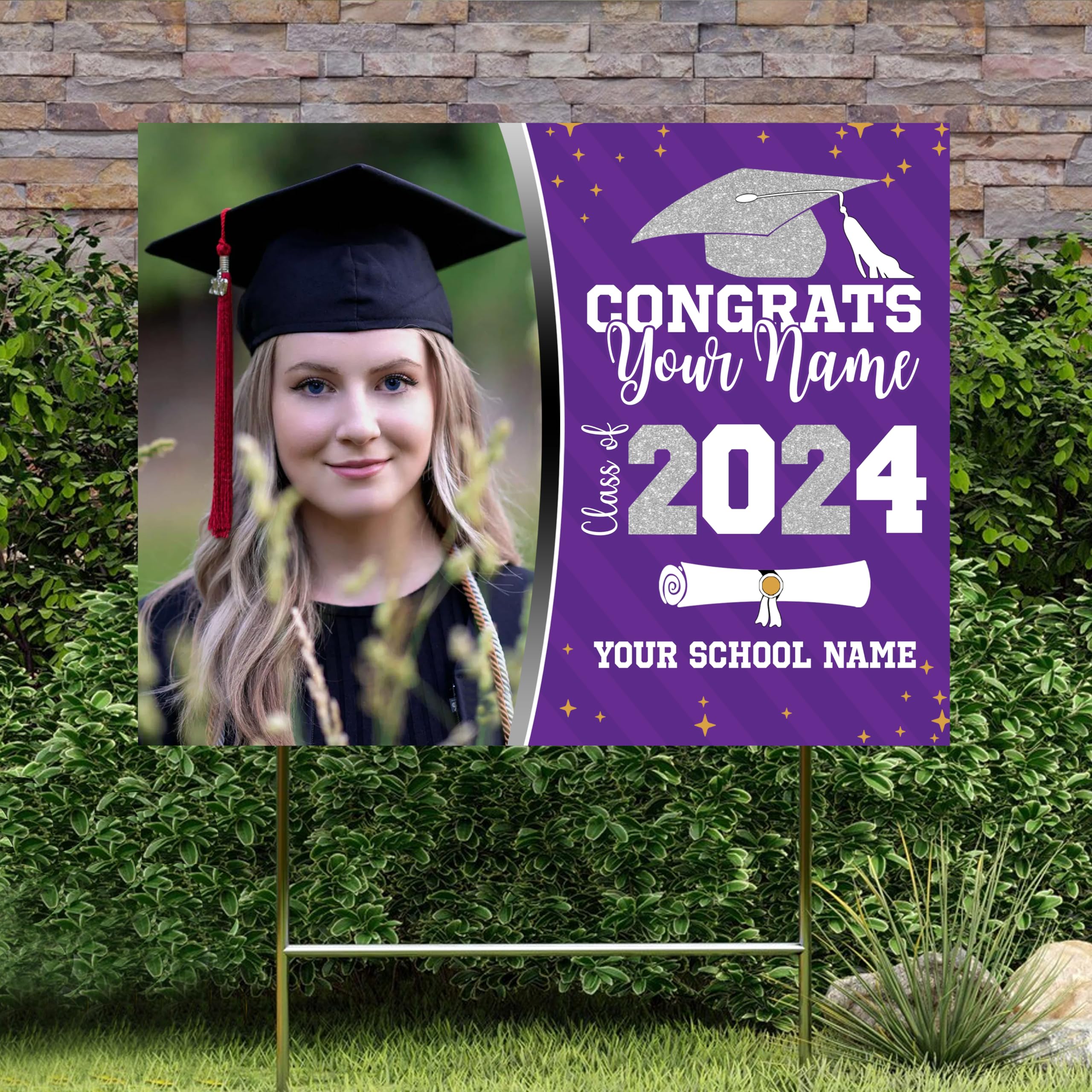 Personalized Graduation Yard Sign 2024 With Photo - Custom Class of 2024 Graduation Decor for High School & College - Perfect for Outdoor Graduation Parties & Photo Backdrops