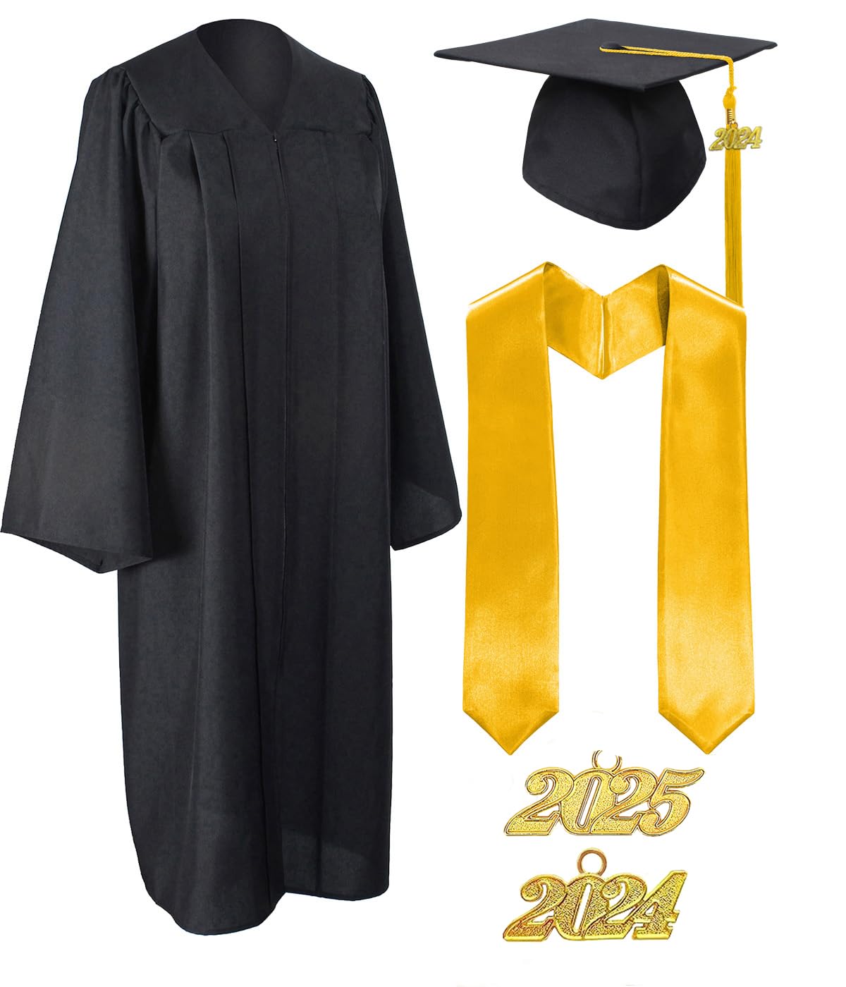 2024-2025 Matte Unisex Graduation Cap & Gown Set with Tassel - High School & Bachelor Degree Commencement Attire - Perfect for Graduation Ceremonies, Photos & Celebrations