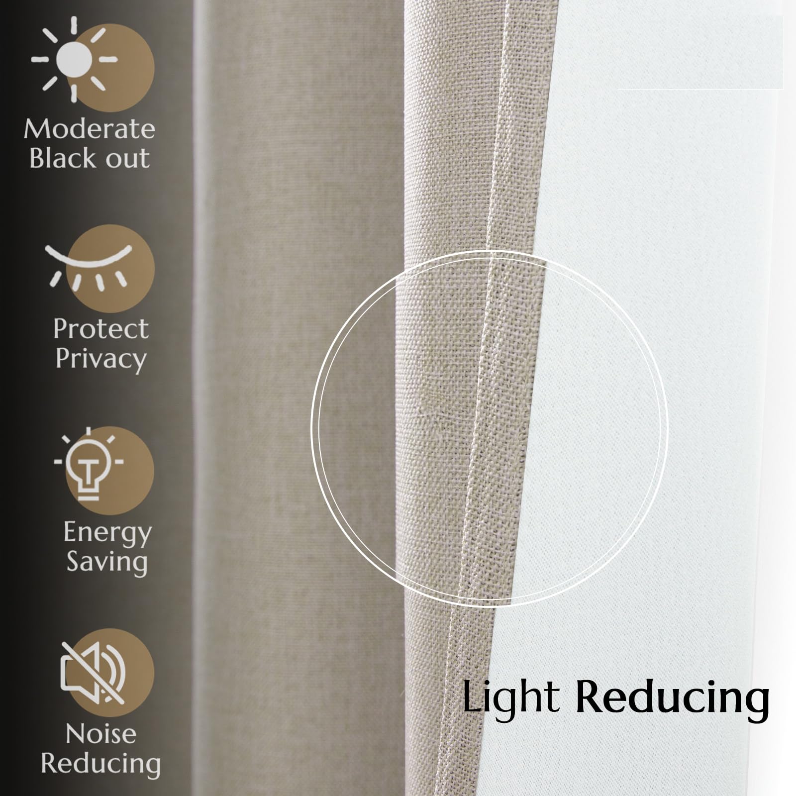 Vangao 84 Inch Blackout Curtains for Bedroom & Living Room - Linen Textured Thermal Insulated Drapes, Grommet Top Window Treatments, Greyish Beige (Set of 2 Panels) - Perfect for Light Control, Privacy & Home Decor