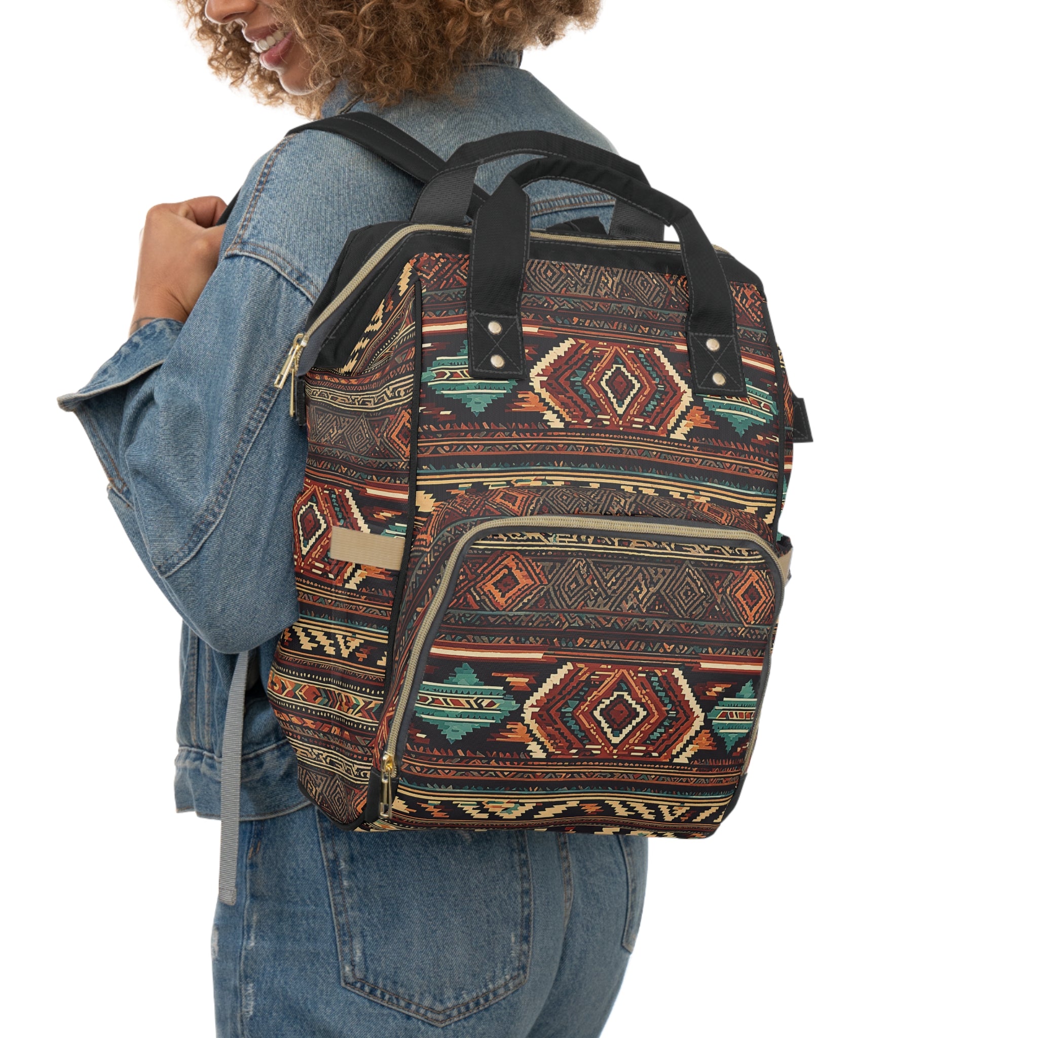 Multifunctional Diaper Backpack for Moms - Stylish Southwest Sequoyah Design, Spacious Baby Essentials Organizer - Perfect for Travel, Outings & Daily Use with Baby