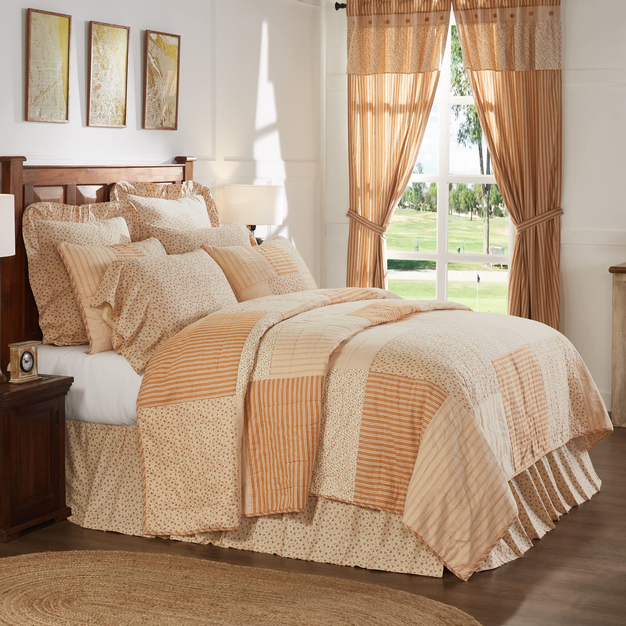 VHC Brands Camilia Queen Quilt Set - 90x90 Inches Soft Breathable Bedding for All Seasons | Perfect for Master Bedroom, Guest Room & Cozy Home Decor