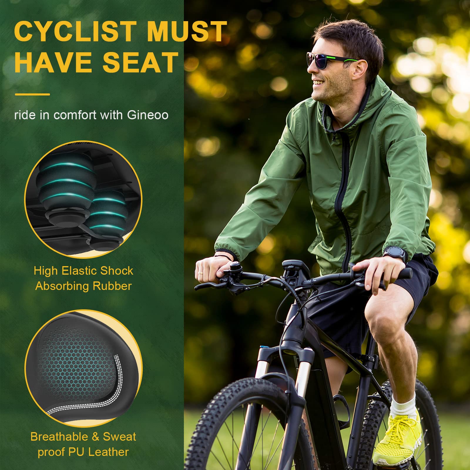**Extra Wide Comfort Memory Foam Bike Seat - Noseless Oversized Bicycle Saddle Replacement for Electric, Exercise, Cruiser & Road Bikes - Ideal for Men & Women - Perfect for Long Rides, Commuting & Outdoor Cycling**