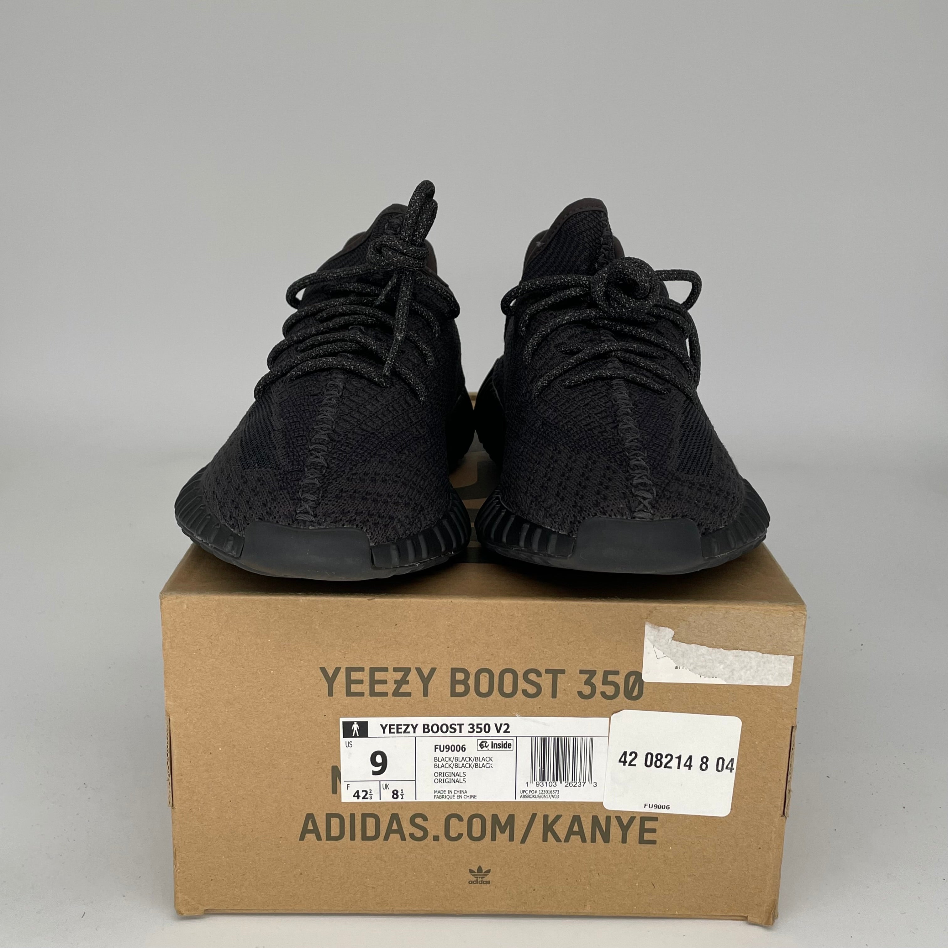 Adidas Yeezy Boost 350 V2 Black Non-Reflective Men's Running Shoes Size 9 - Style Code FU9006 | Perfect for Casual Wear, Gym & Street Fashion