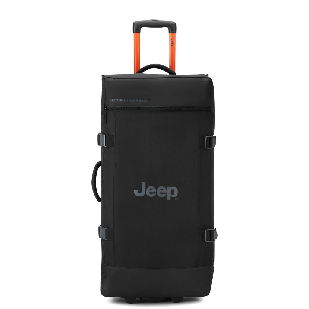 Jeep 2 Wheel 32.5 Inch Rolling Duffle Bag - Black Travel Luggage for Camping, Gym & Weekend Getaways | Heavy Duty Spinner Suitcase with Smooth Wheels