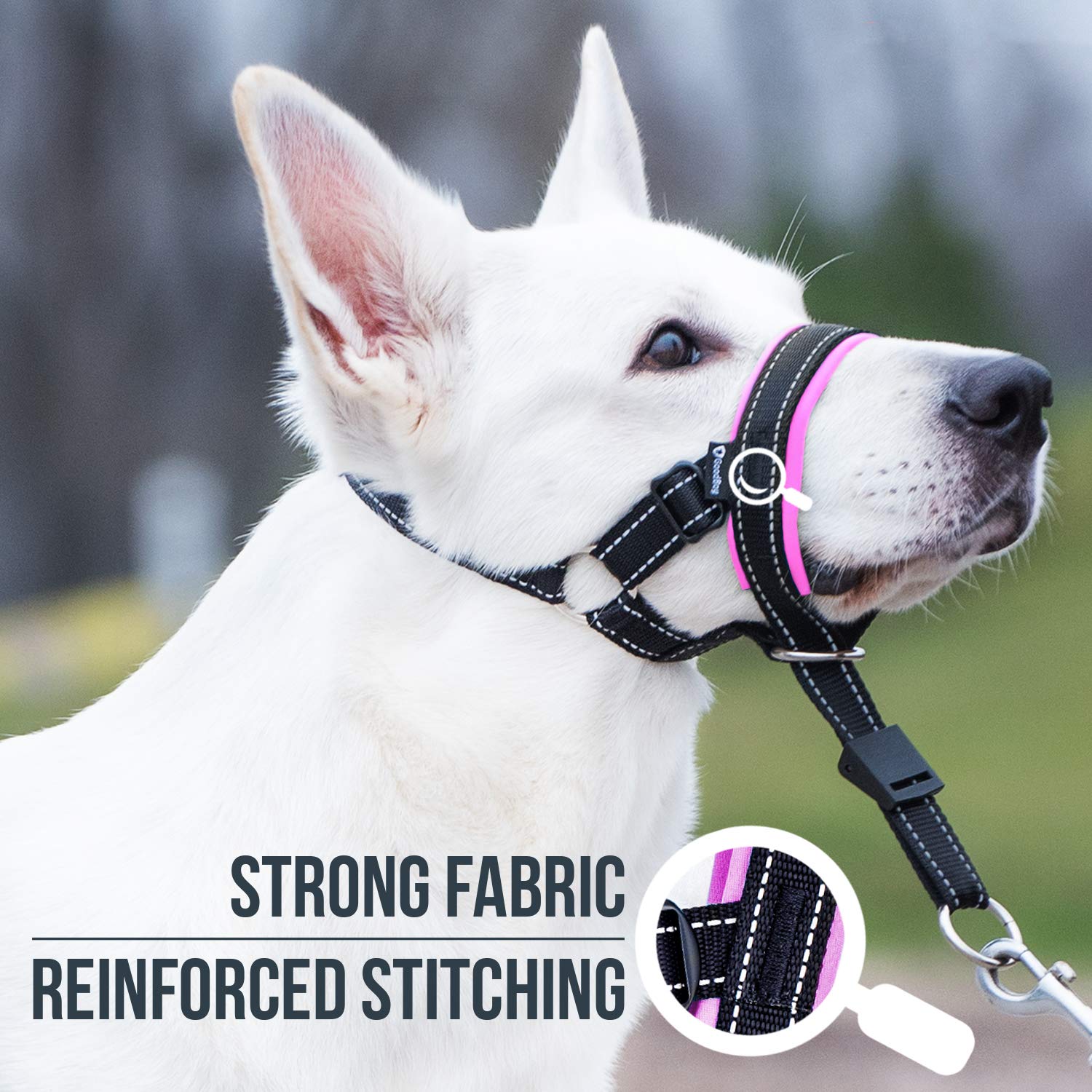 GoodBoy No-Pull Dog Head Halter with Safety Strap - Stop Leash Pulling for Small, Medium & Large Dogs - Padded Comfort Head Collar with Training Guide - Perfect for Walks, Training & Aggressive Pullers (Size 3, Pink)