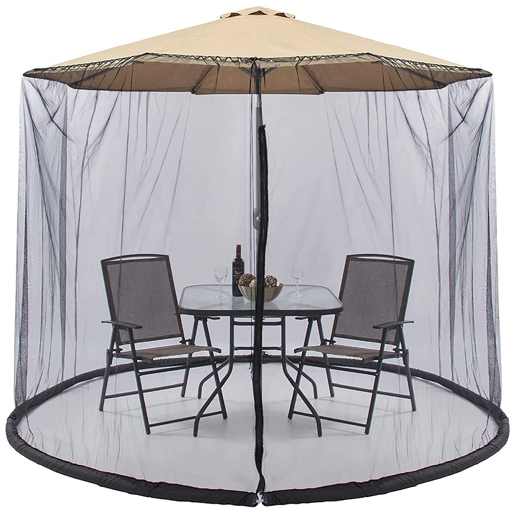 10ft HMLOPX Outdoor Garden Shade Sail - UV Protection Polyester Mesh Canopy with Zipper Door | Converts Umbrella to Gazebo | Perfect for Patio, Deck, Poolside & Backyard Outdoor Living Spaces