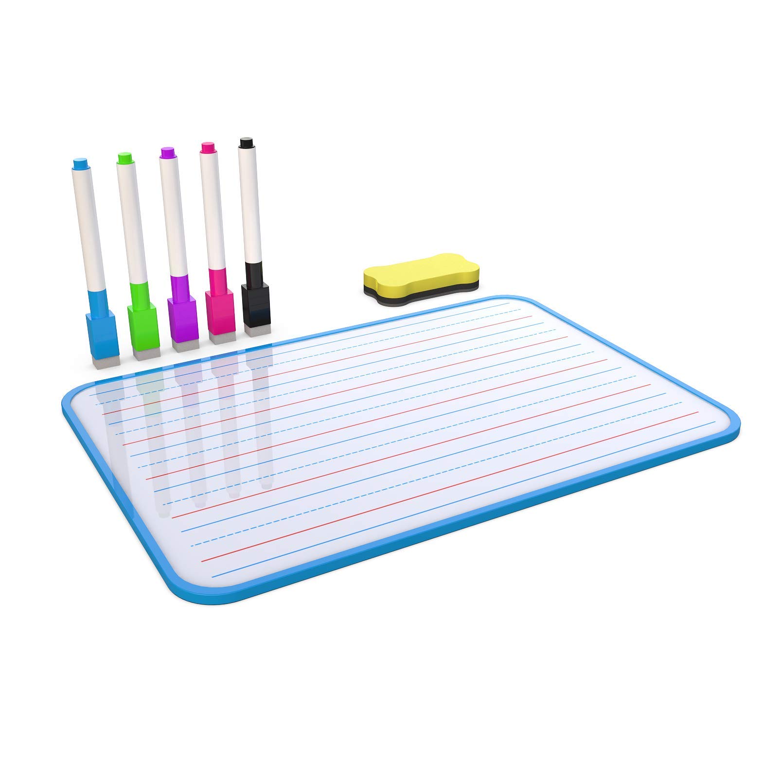 Double Sided Dry Erase Board for Kids - Home & School Whiteboard with Lines for Writing Practice