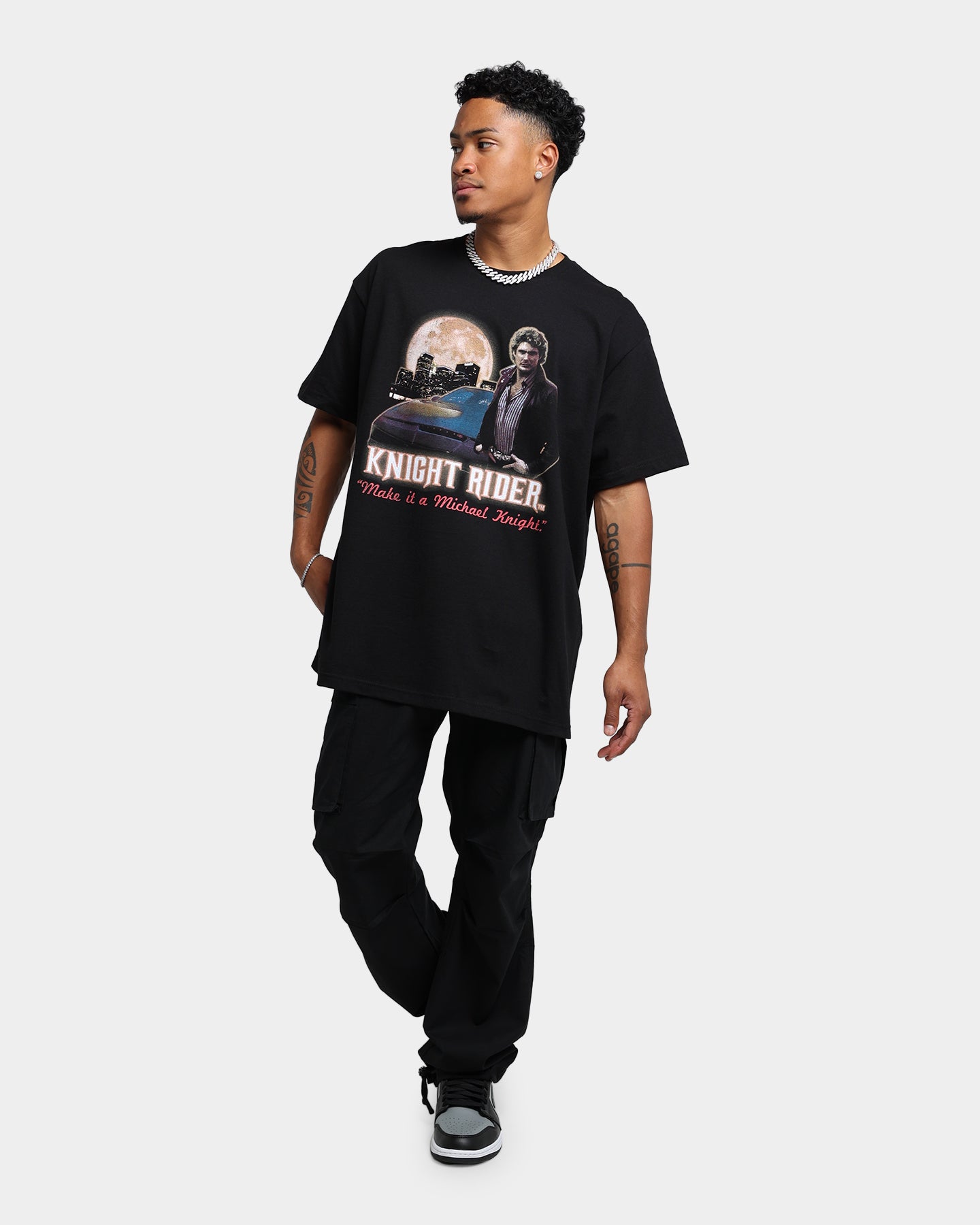 American Thrift X Knight Rider Michael Knight T-Shirt - Black Retro Vintage TV Show Tee for Men - Perfect for 80s Theme Parties & Pop Culture Fans