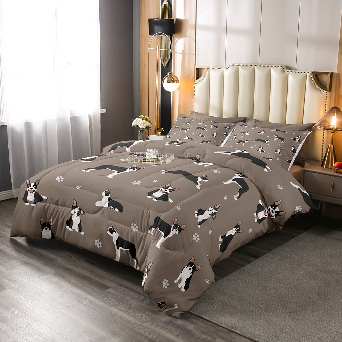 **Cute Cartoon Dog Comforter Set Full Size - Adorable Puppy Duvet Cover with Pug Design, Kawaii Animal Quilt for Kids, Boys & Girls - Farmhouse Pet-Themed Bedding for Cozy Bedroom Decor - Perfect for Kids' Rooms, Dorms & Pet Lovers**