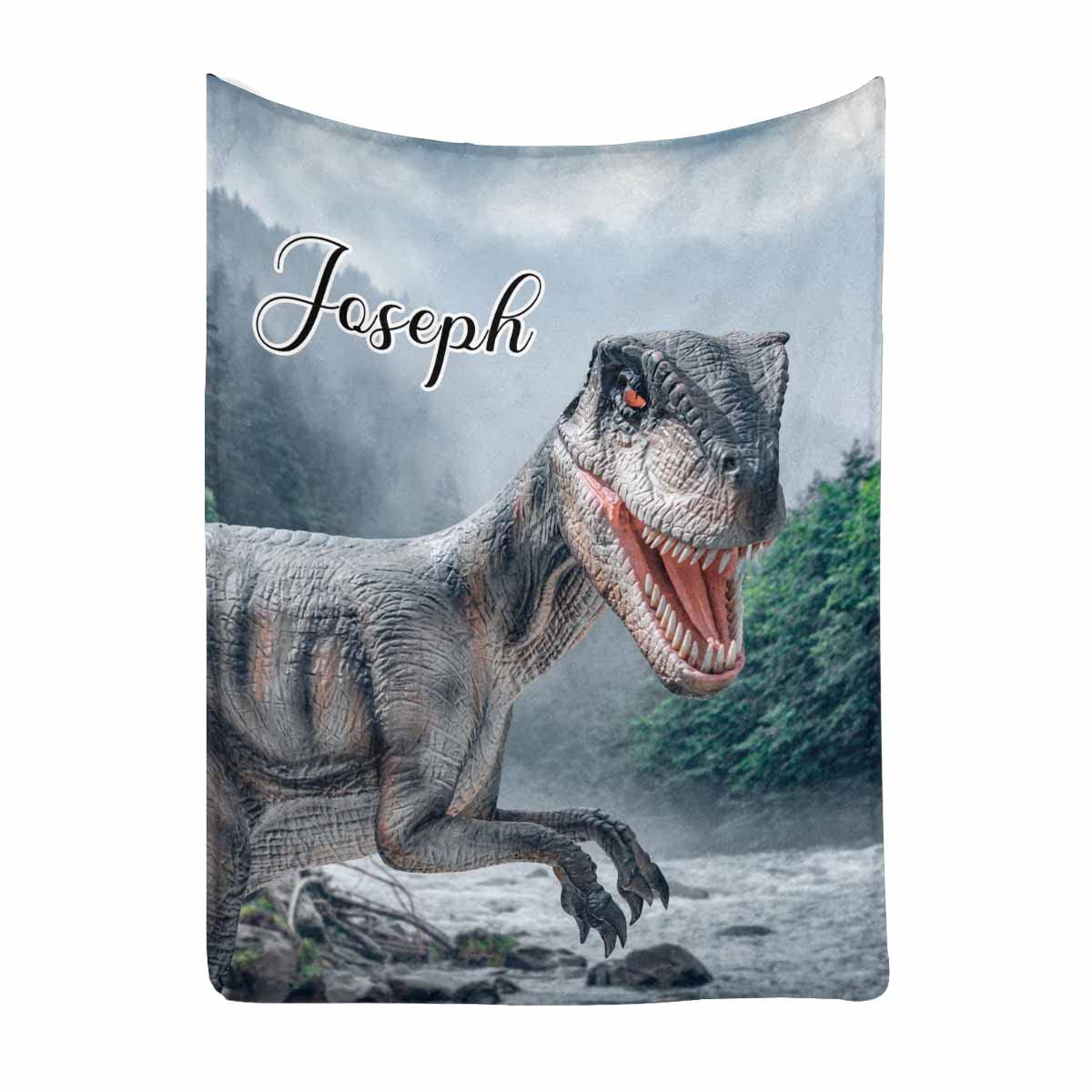 Custom Dinosaur Blanket for Kids & Adults - Personalized Dinosaur Throw Blanket for Boys, Girls, Teens - Soft Fleece Bed Blanket 70x80 Inches - Perfect for Bedroom, Sofa, Office & Gifts