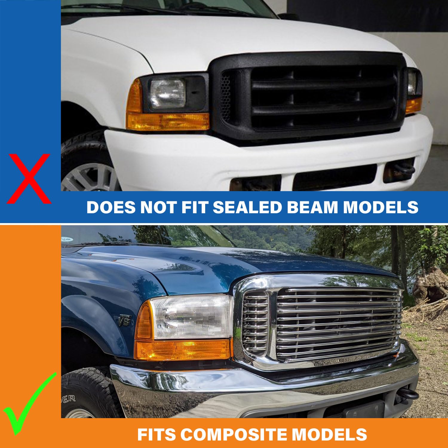 AmeriLite OE Smoke Headlights Set for Ford F250 F350 - Easy Installation
