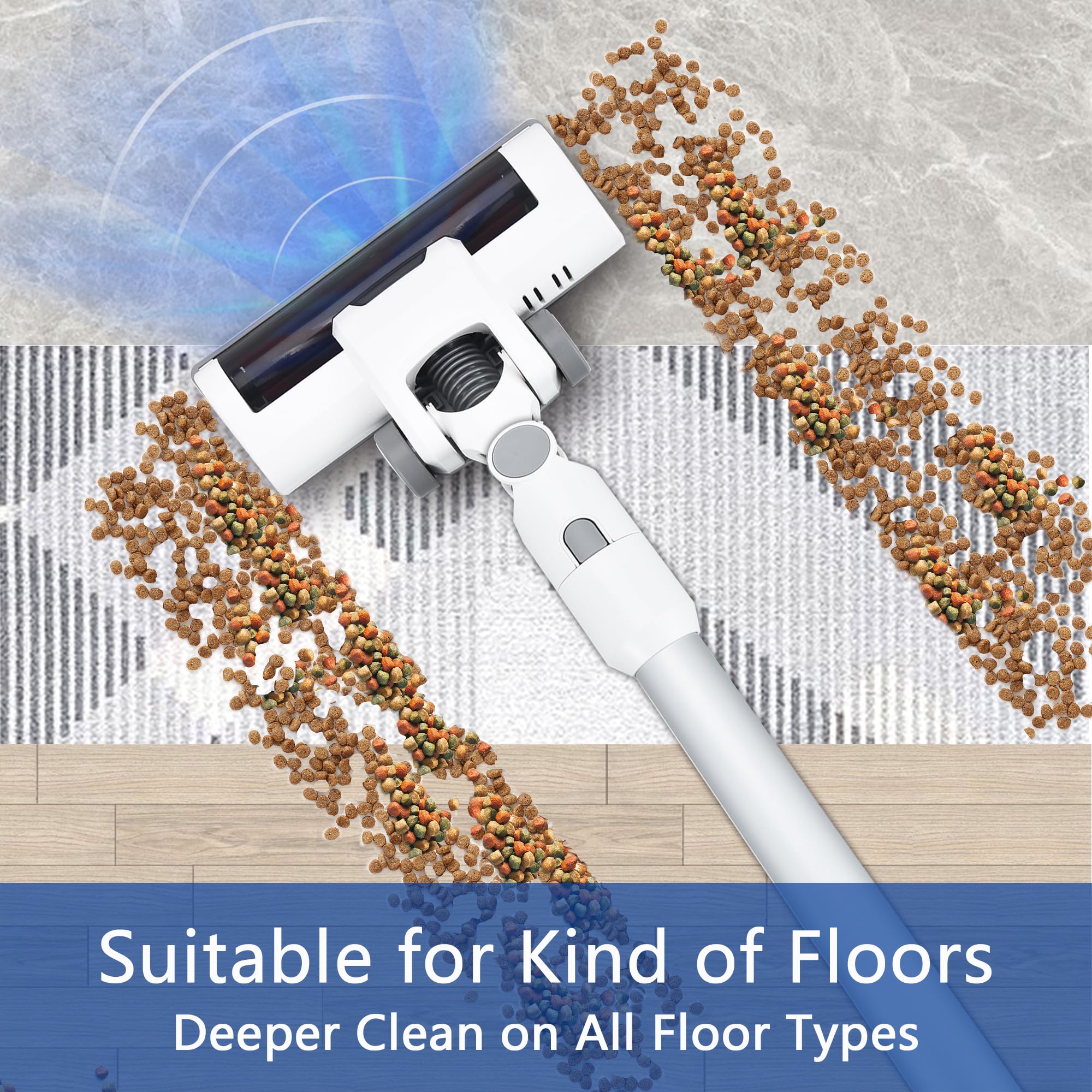 6-in-1 Cordless Vacuum Cleaner with 250W Brushless Motor | Lightweight Stick Vacuum with LED Display | Wireless Rechargeable for Hard Floors & Pet Hair | Perfect for Home Cleaning & Pet Owners (White)