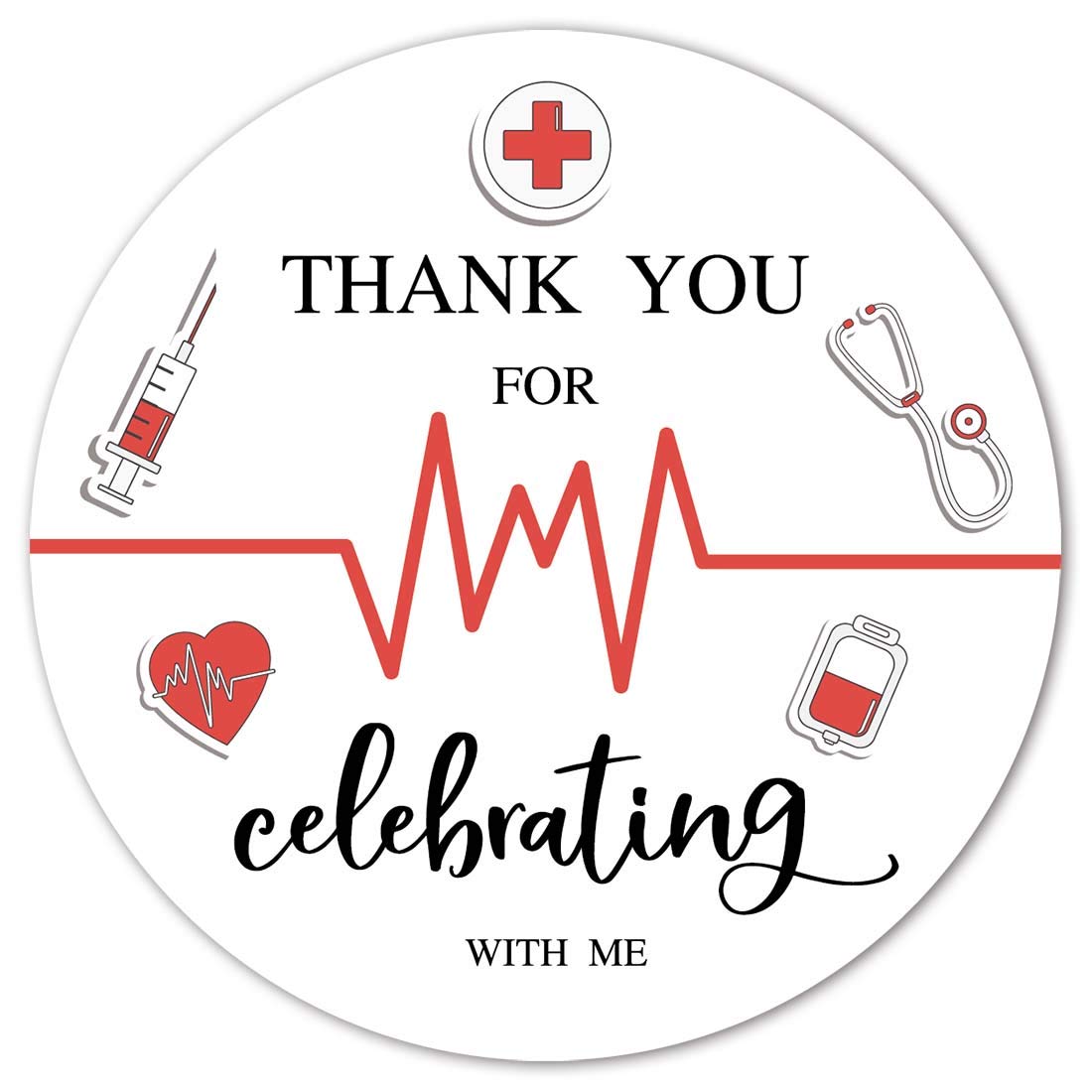 40-Pack Nurse Thank You Stickers - 2 Inch Medical Appreciation Labels for Nursing Graduation, Birthday Parties & Healthcare Decorations | Perfect for Scrapbooking, Gift Wrapping & Nurse Recognition Events
