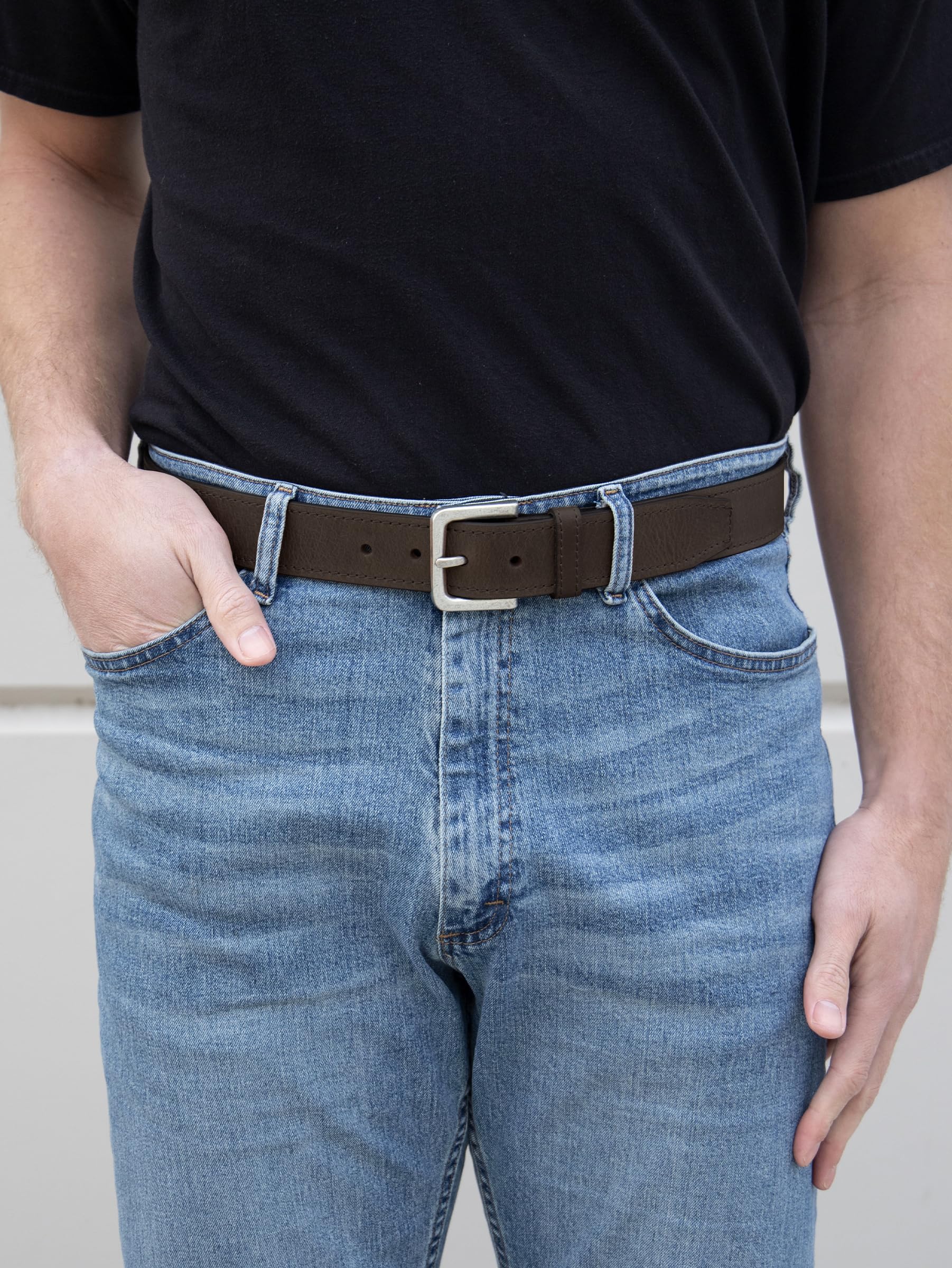 Wrangler Men's Leather Country Casual Everyday Dress Belt for Jeans - Brown, Size 36 - Perfect for Office, Casual Wear & Western Style Outfits