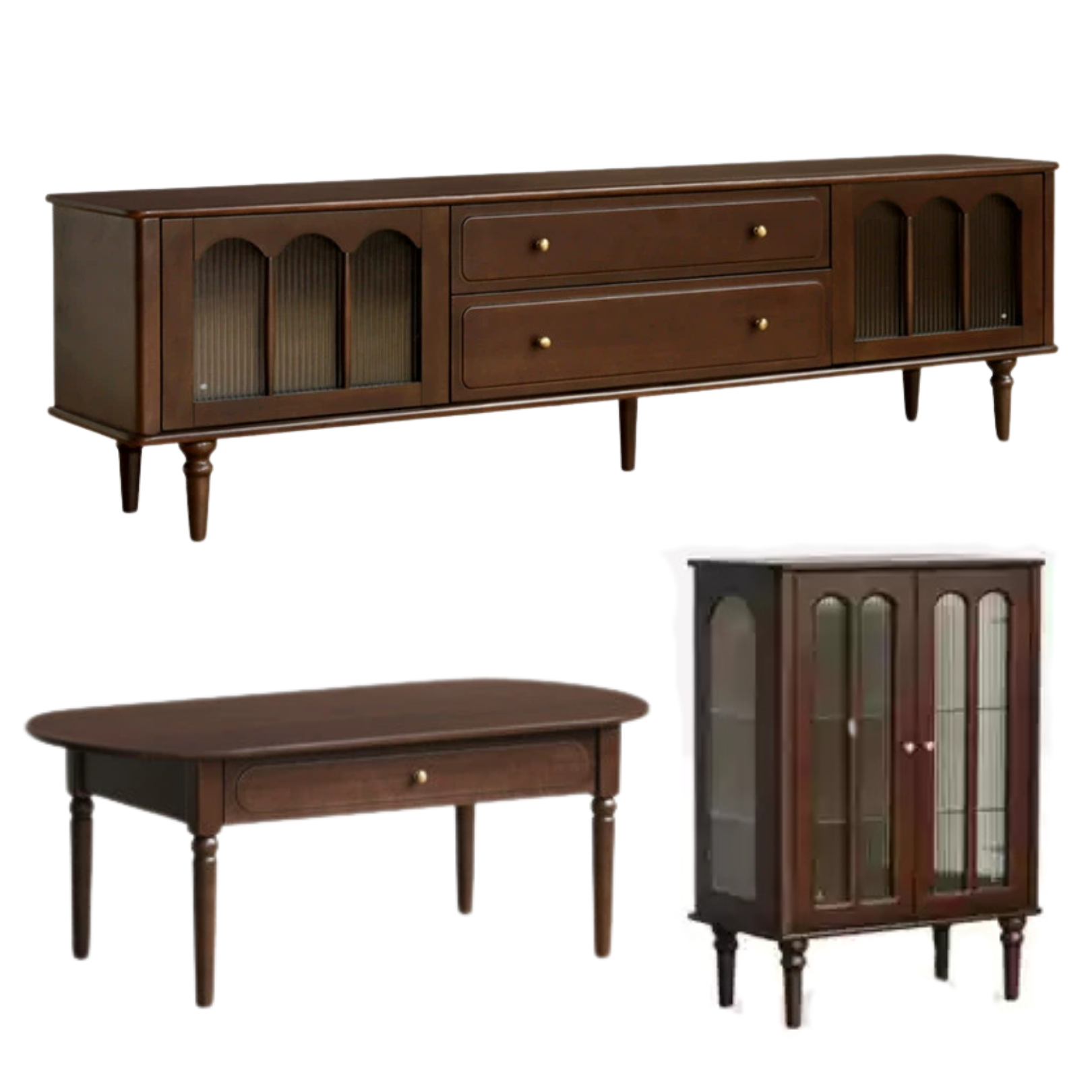 47.2x23.6x16.1 inch / 120x60x41.5 cm + 86.6x15.7x22 inch / 220x40x56 cm / Walnut color / double coffee table + TV cabinet + 0.78m side cabinet