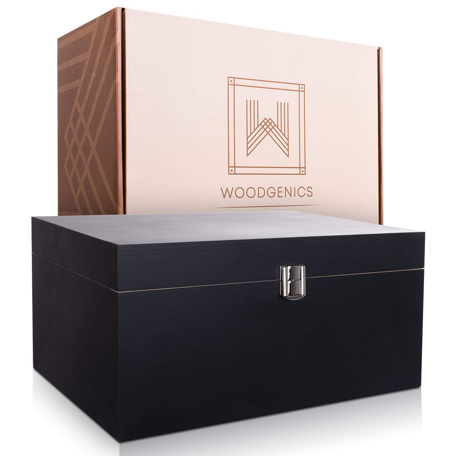 Premium Wooden Gift Box with Hinged Lid - Large Keepsake Memory Box for Jewelry, Photos & Mementos - Decorative Storage Box for Home, Office & Wedding Decor